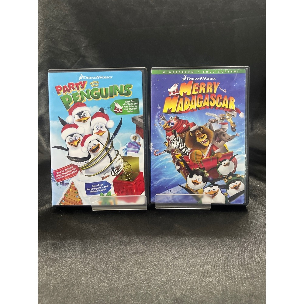 DreamWorks Merry Madagascar and Party with the Penguins DVD Holiday Bundle Lot